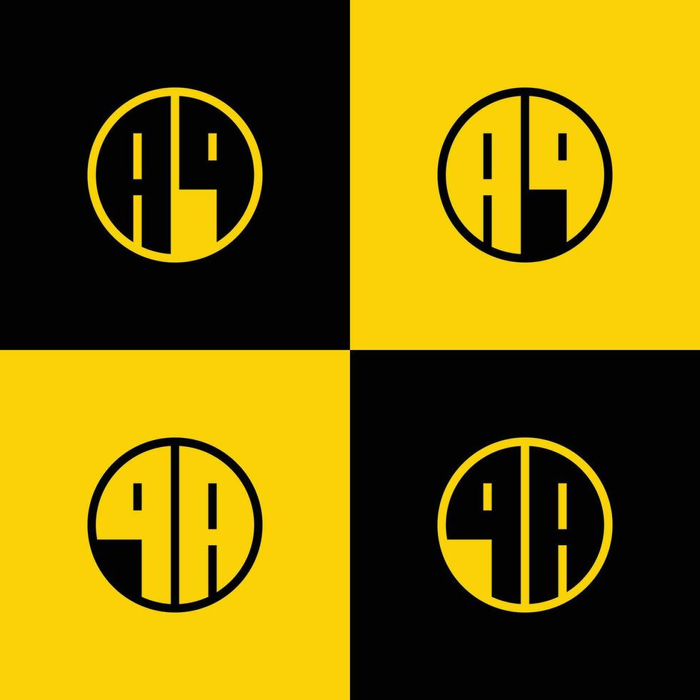 Simple AQ and QA Letter Circle Logo Set, suitable for business with QA or AQ initial. vector