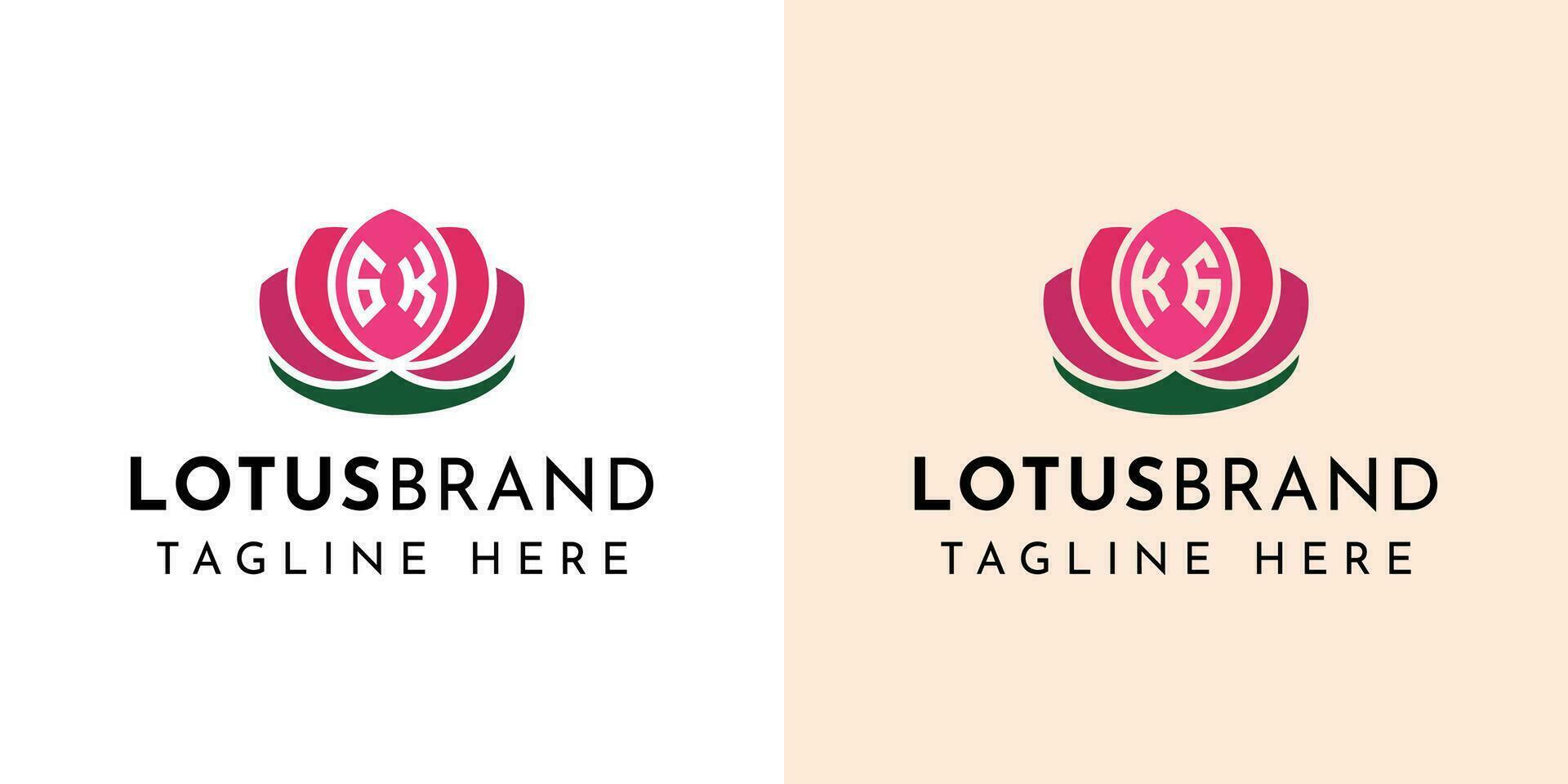 Letter GK and KG Lotus Logo Set, suitable for business related to lotus flowers with GK or KG initials. vector