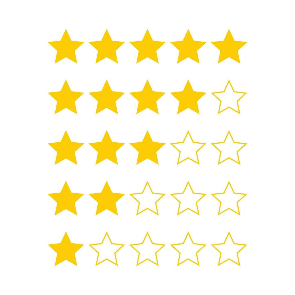 Rating stars set. Set of star rating symbols. Stars quality rating icon. Vector illustration.