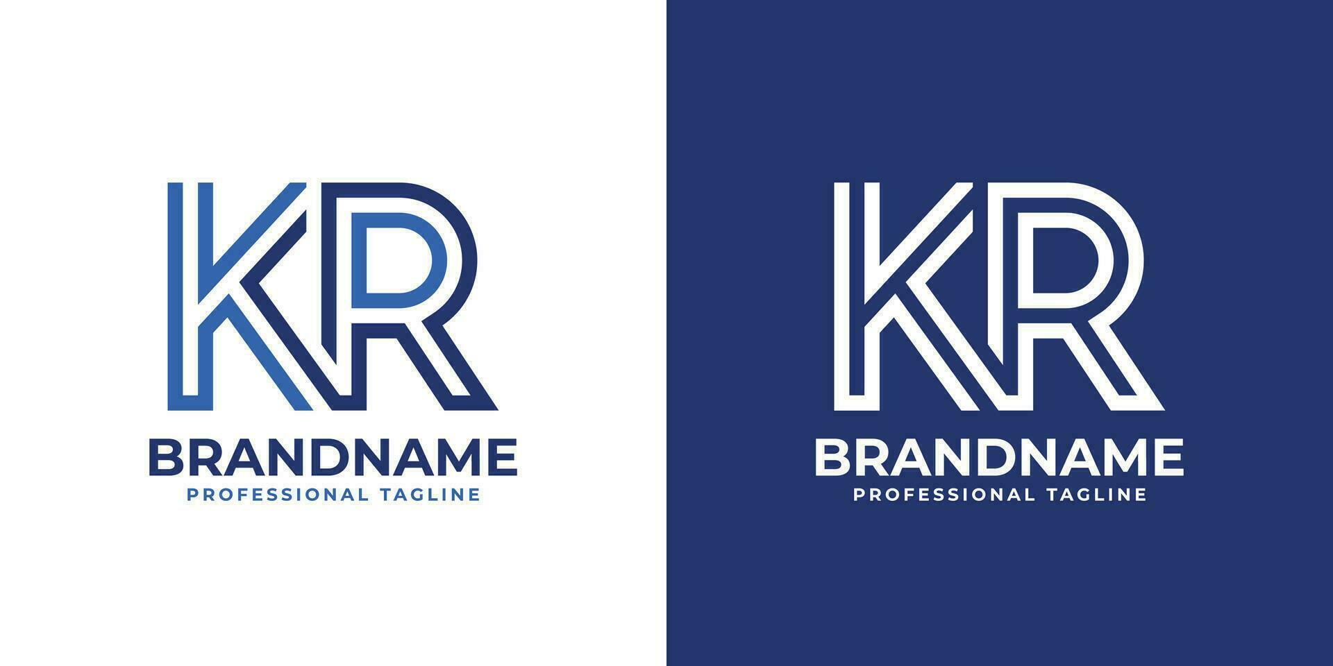Letter KR Line Monogram Logo, suitable for business with KR or RK initials. vector