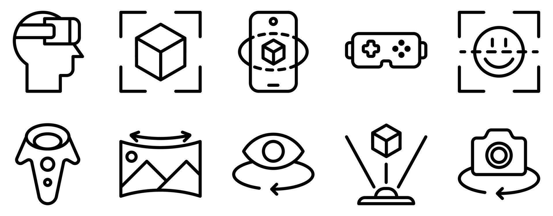 augmented reality line style icon collection vector