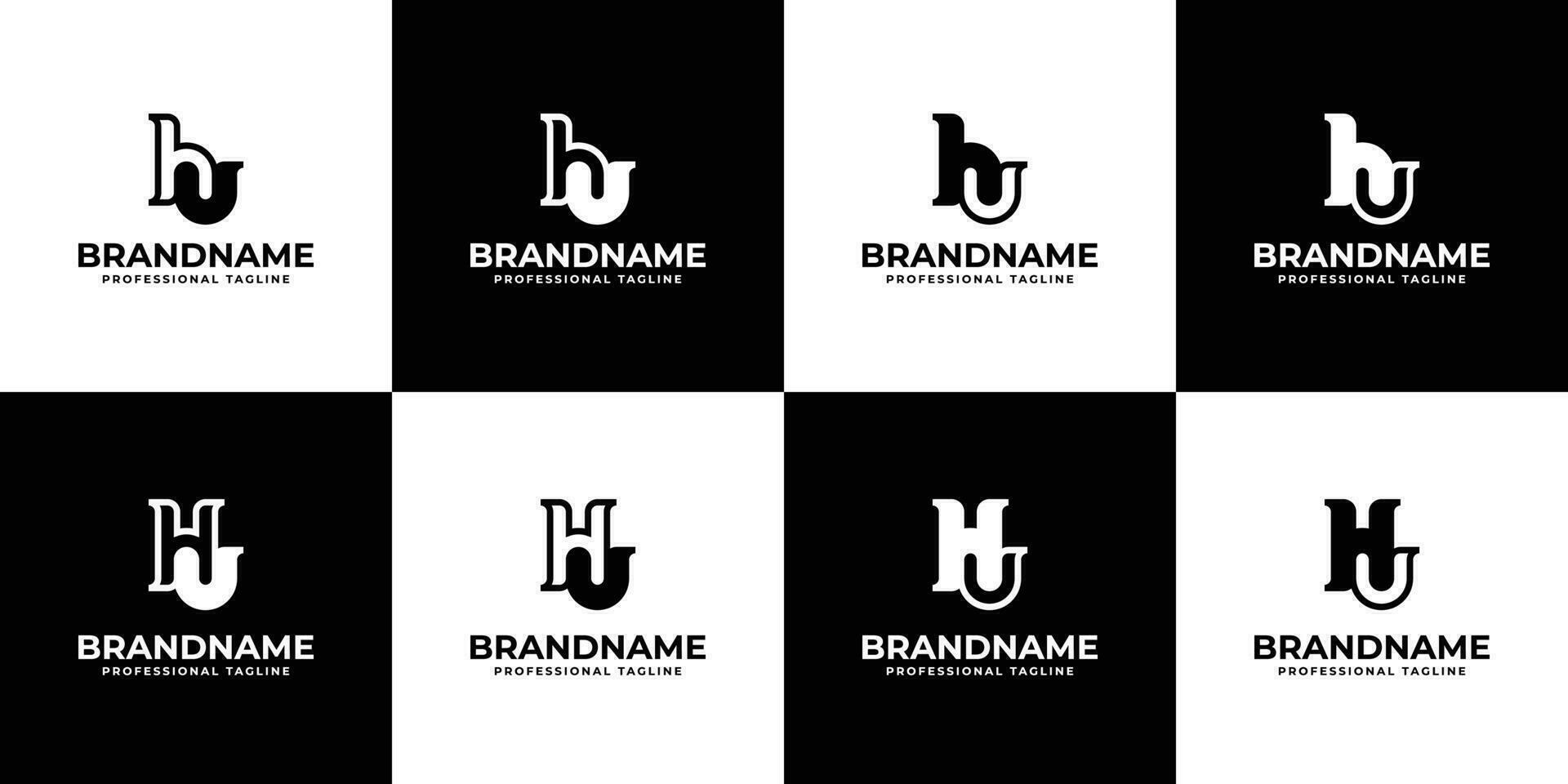 Letter HU Monogram Logo Set, suitable for business with HU or UH initials. vector