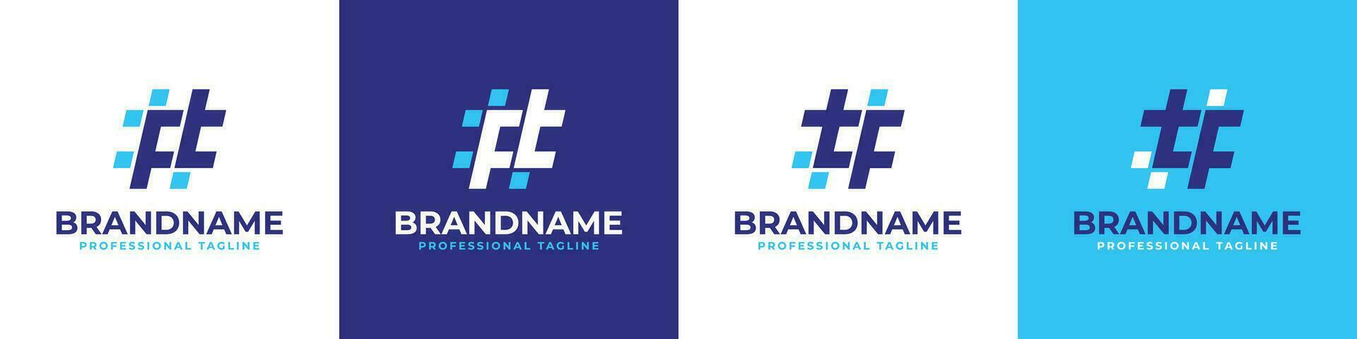 Letter FT and TF Hashtag Logo set, suitable for any business with TF or FT initials. vector