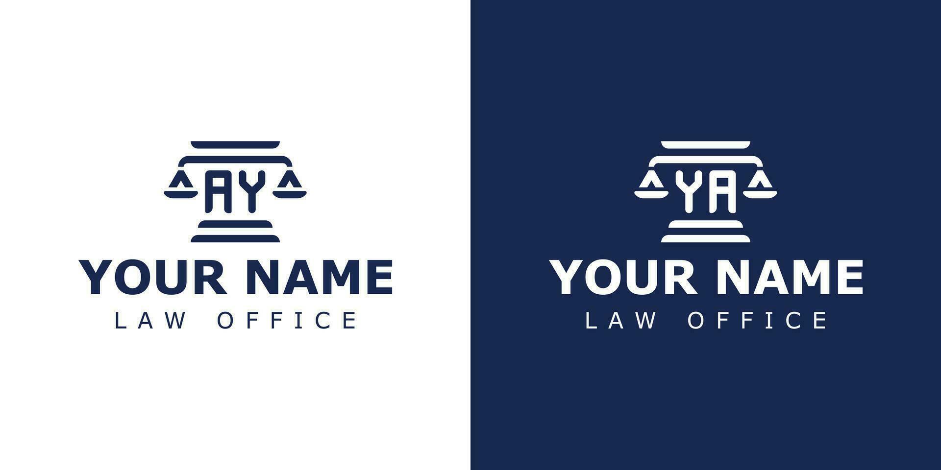 Letter AY and YA Legal Logo, suitable for any business related to lawyer, legal, or justice with AY or YA initials. vector