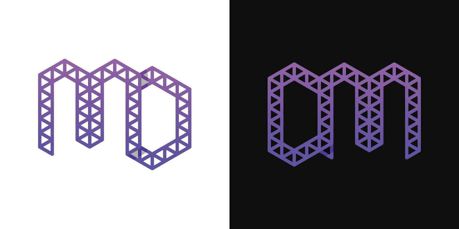 Letters DM and MD Polygon Logo Set, suitable for business related to polygon with DM and MD initials. vector