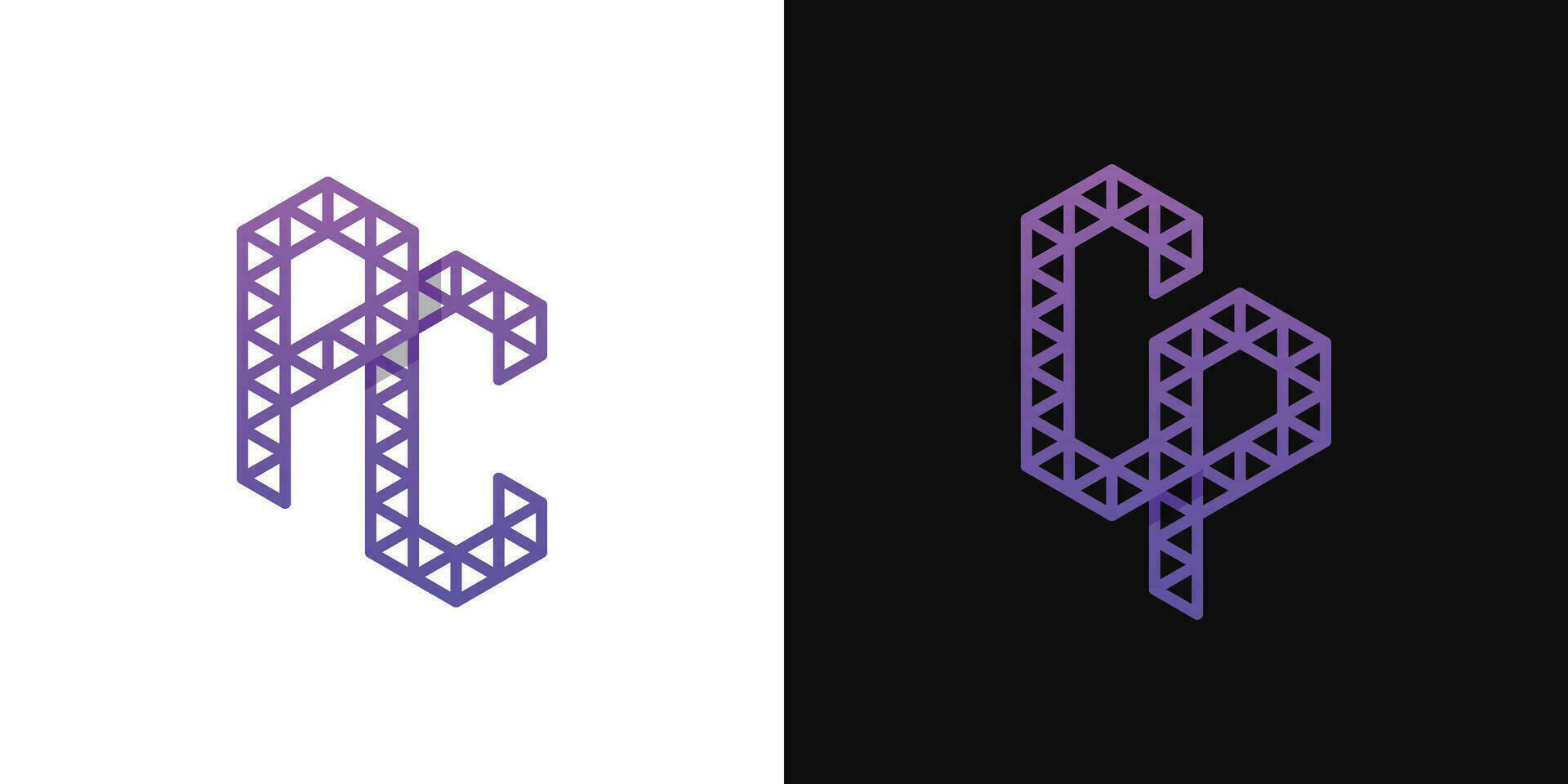 Letters CP and CP Polygon Logo Set, suitable for business related to polygon with CP and PC initials. vector