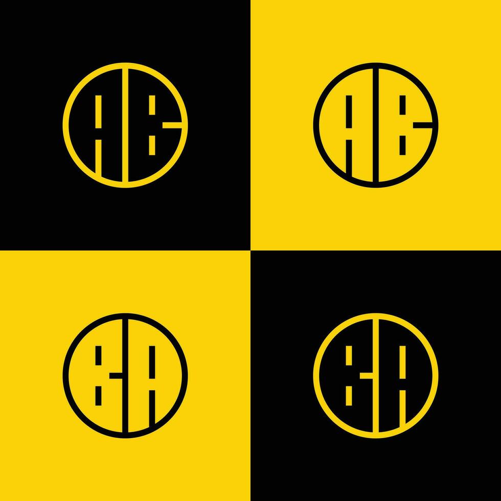 Simple AB and BA Letter Circle Logo Set, suitable for business with BA or AB initial. vector