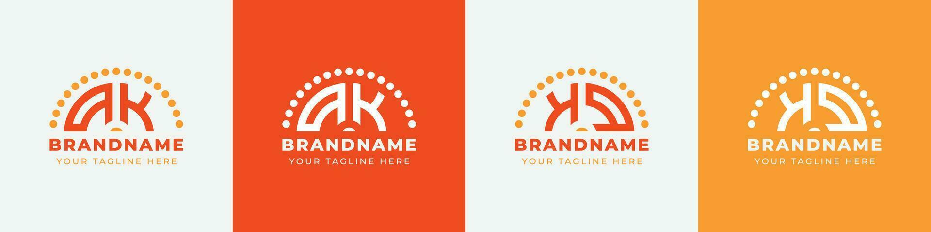 Letter KQ and QK Sunrise  Logo Set, suitable for any business with KQ or QK initials. vector