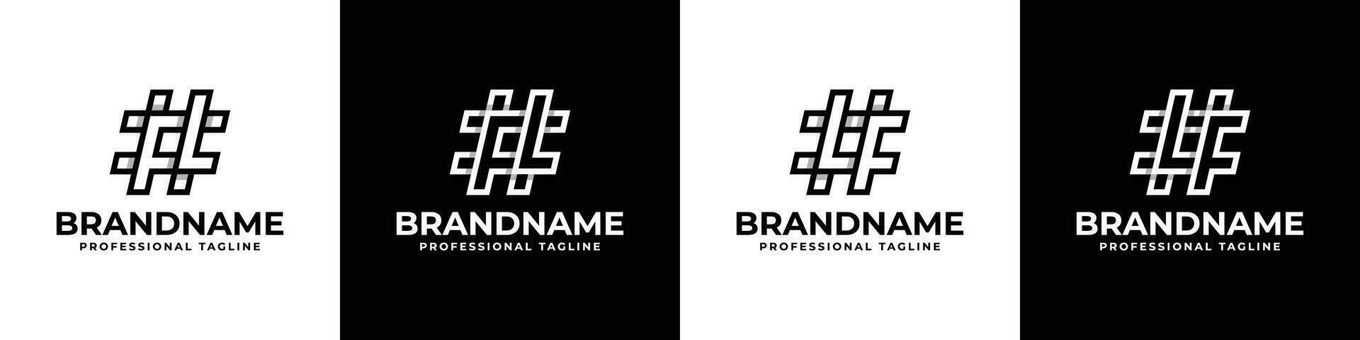 Letter FL and LF Hashtag Logo set, suitable for any business with LF or FL initials. vector