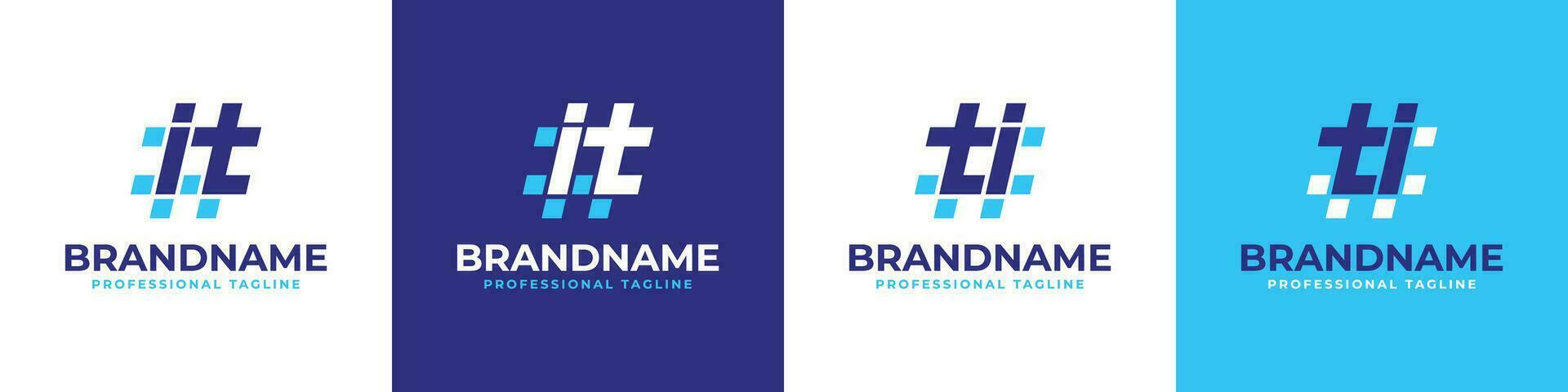 Letter IT and TI Hashtag Logo set, suitable for any business with IT or TI initials. vector