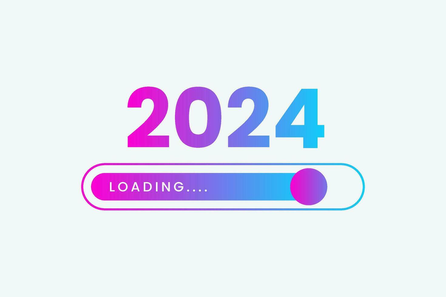 Happy new year 2024 loading bar progress digital technology. 2023 to 2024 loading business web banner. Vector Illustration.