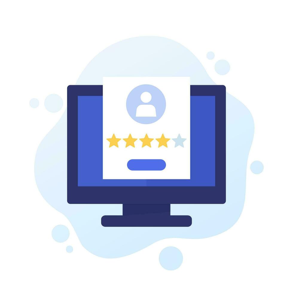 user rating vector icon with a computer