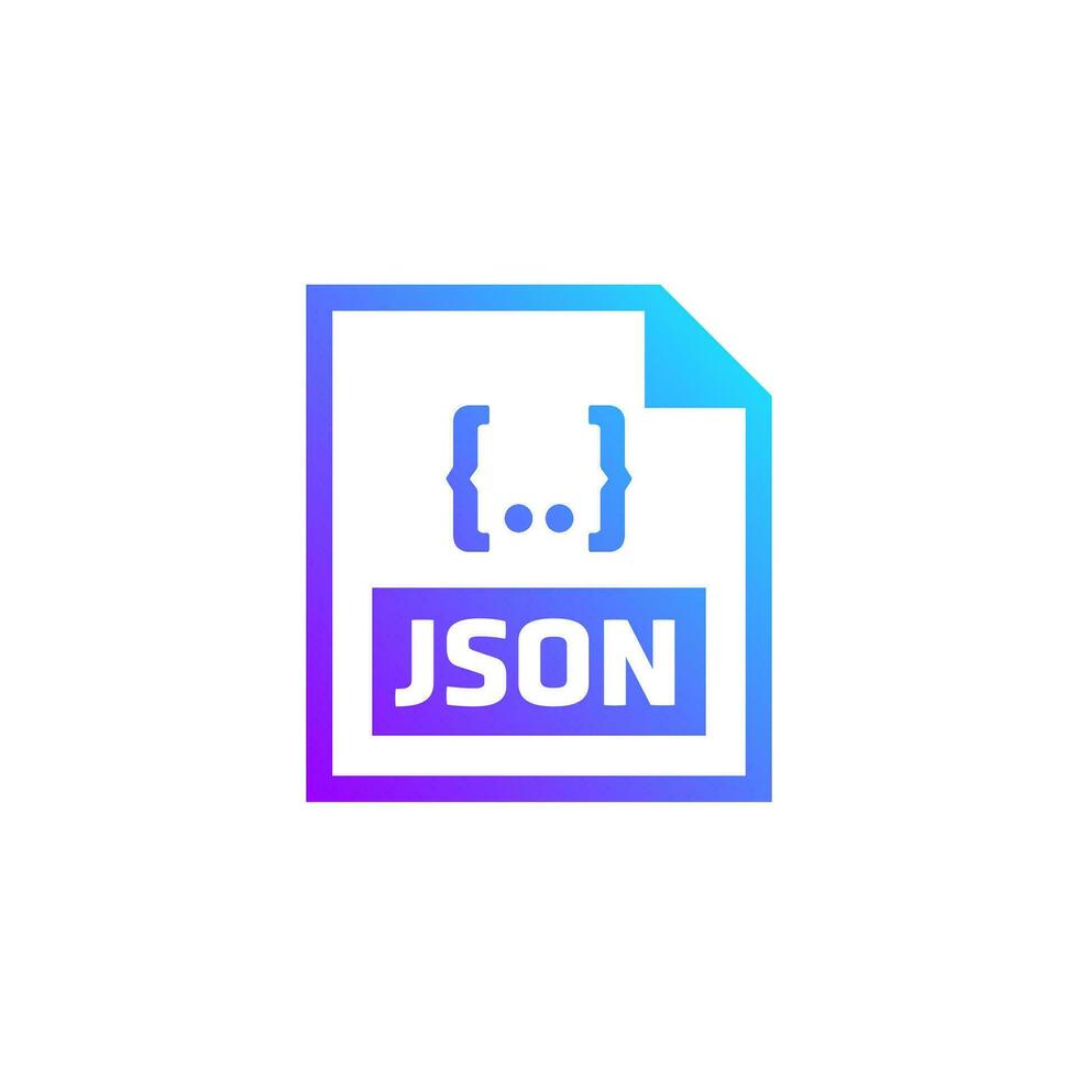 JSON file format icon, vector