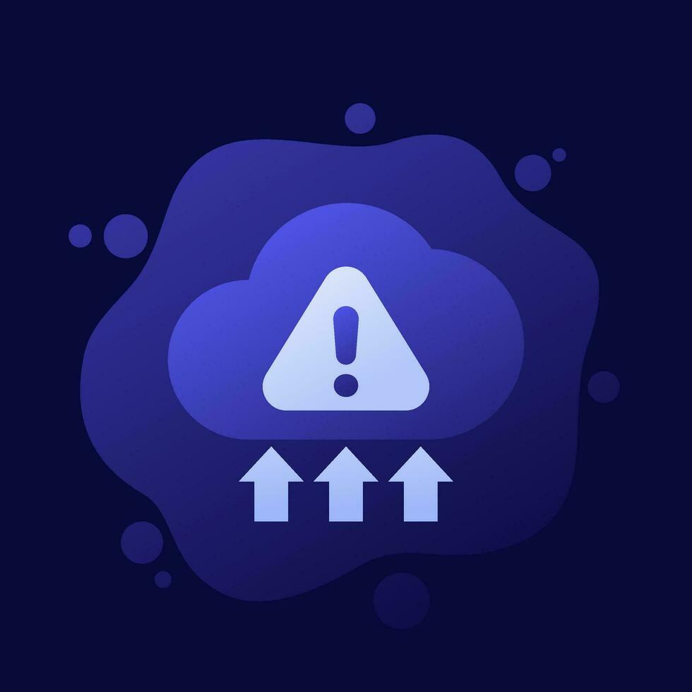 advertencia, subir error icono con un nube, vector diseño