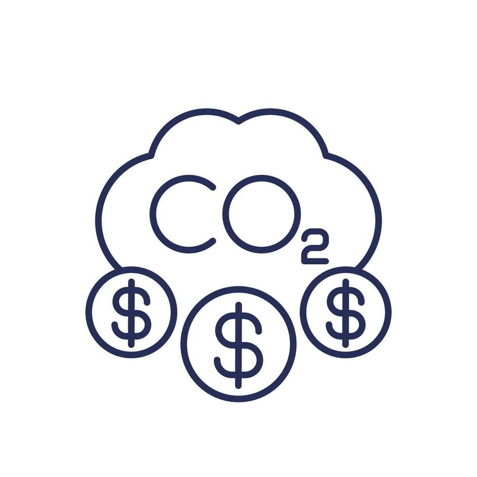 carbón emisiones costo línea icono vector