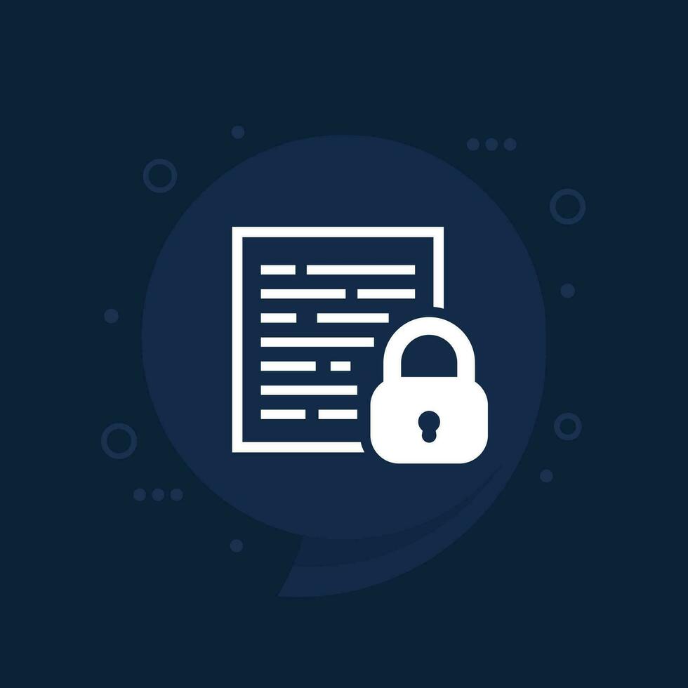 document protection, security icon for web vector