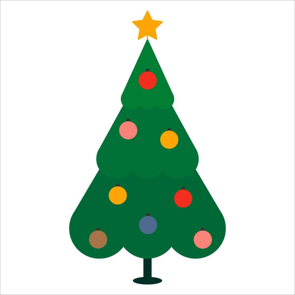 Decorated Christmas tree on white background. Vector illustration