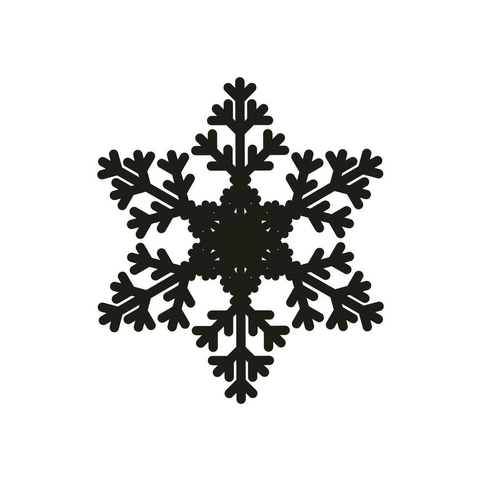 Black Snowflake shape on isolated background. Snow icon silhouette. Vector illustration for background and decoration