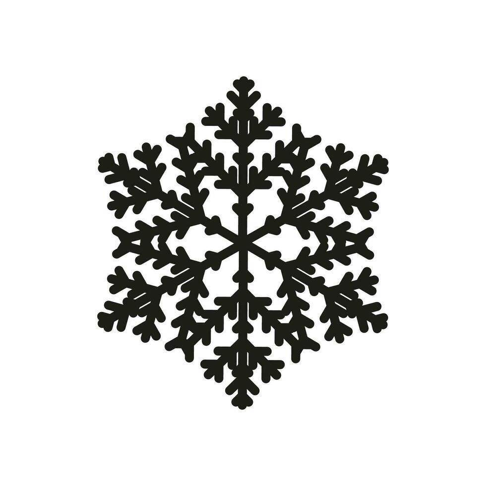 Black Snowflake shape on isolated background. Snow icon silhouette. Vector illustration for background and decoration
