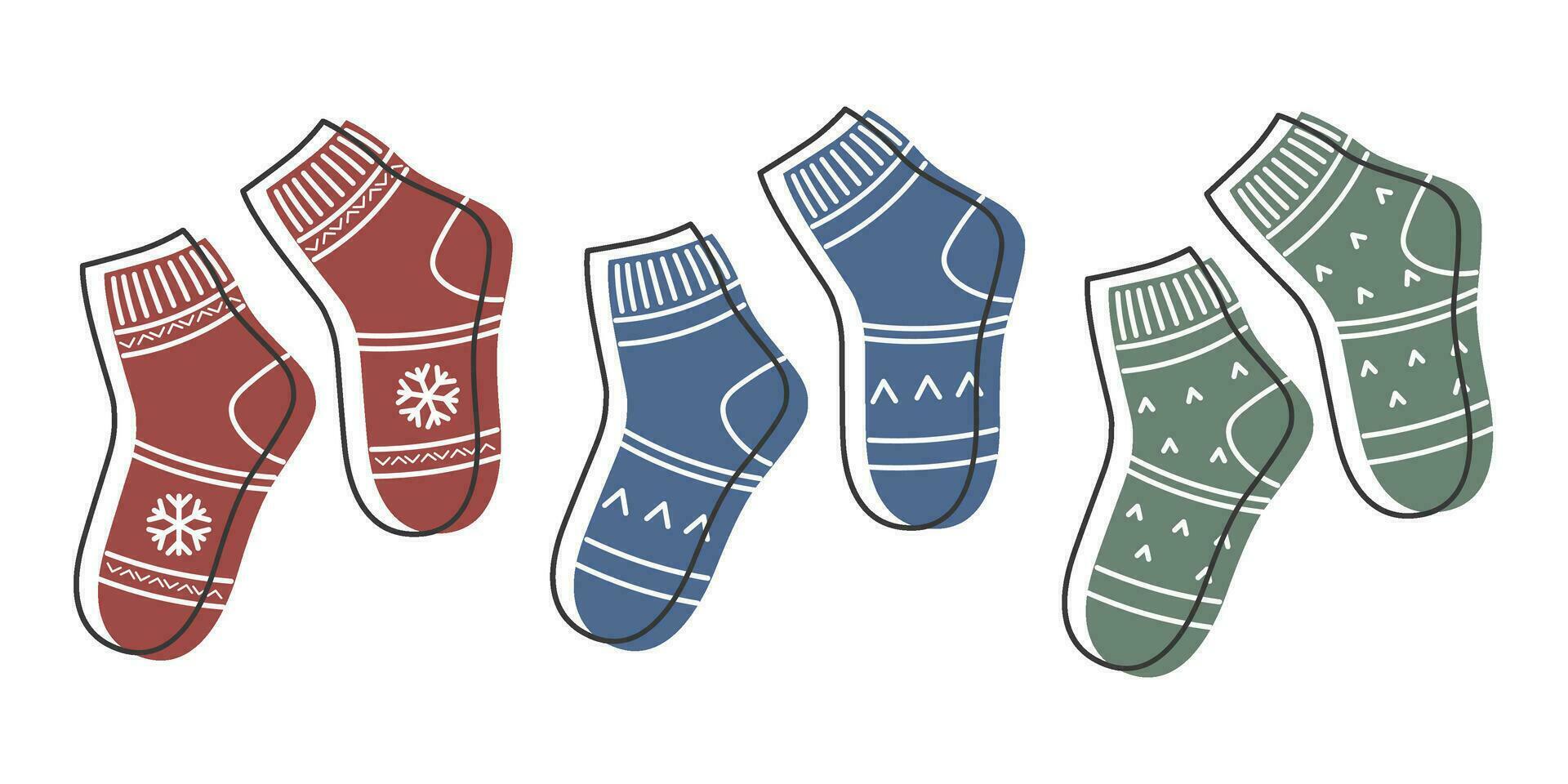 Knitted warm socks. Vector illustration