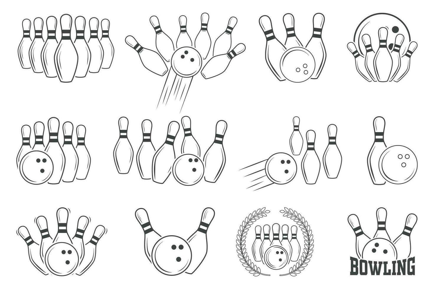 Bowling Outline Vector Bundle, Bowling Vector Bundle, Bowling illustration Bundle,  Line Art, Outline, Sports illustration, Bowling Bundle, vector, Bowling silhouette, silhouette, Sports silhouette