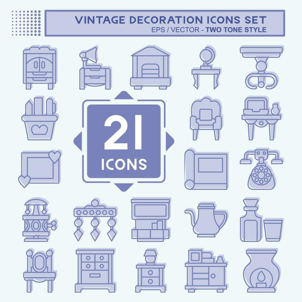 Icon Set Decoration. related to Vintage Decoration symbol. two tone style. simple design editable. simple illustration vector