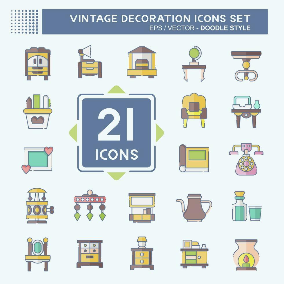 Icon Set Decoration. related to Vintage Decoration symbol. doodle style. simple design editable. simple illustration vector