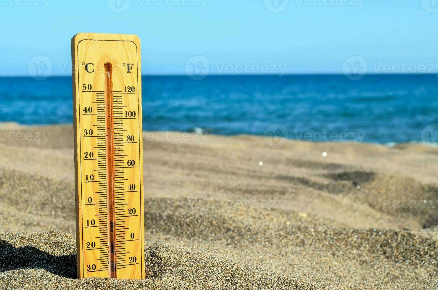 a thermometer on the beach photo
