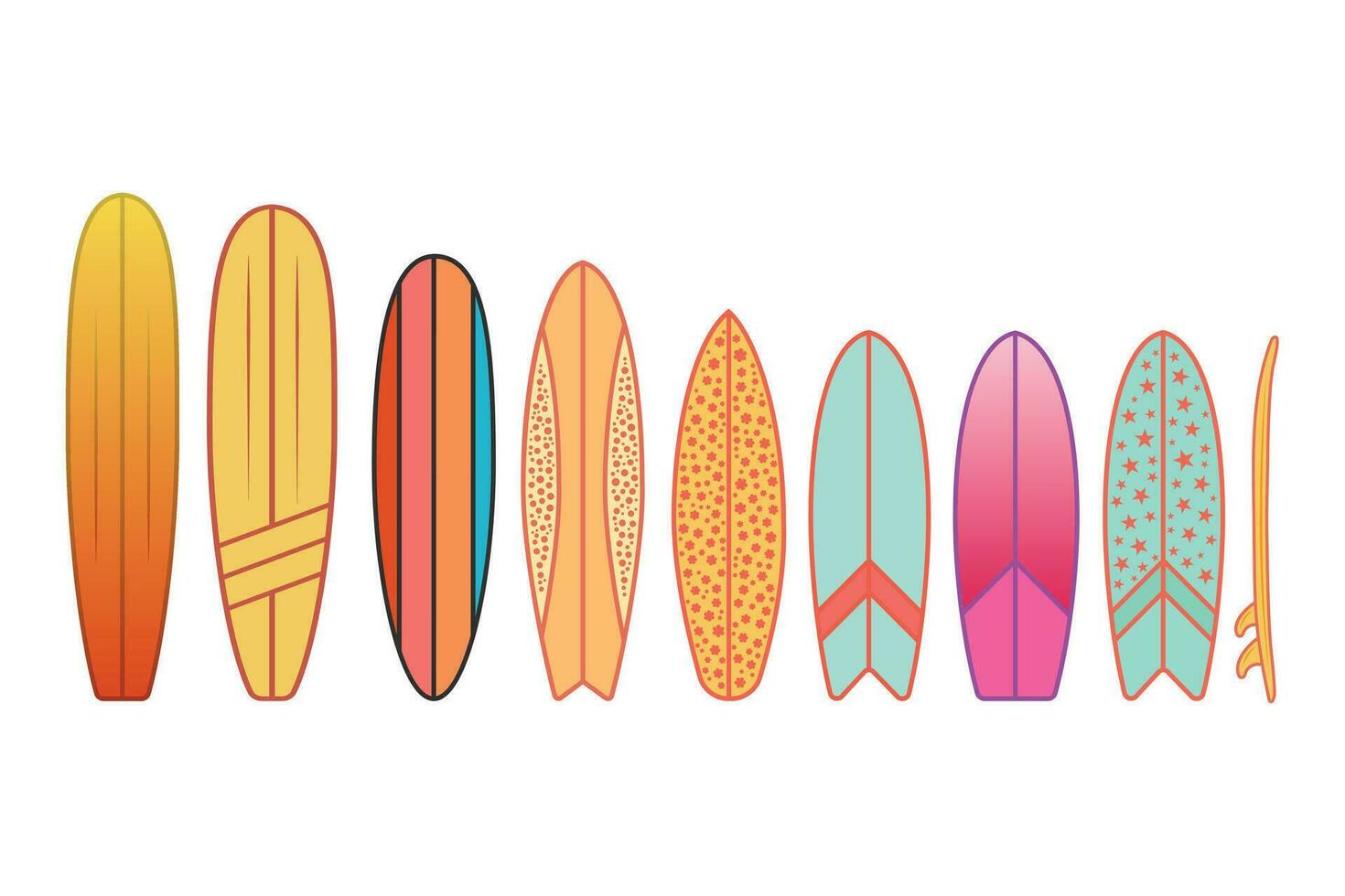 Surfing board Vector, Surf Board Illustrations, Surfboard clip art, Surfing, Surf Board, Surfing Silhouette, Silhouette, outline vector, Summer, Summer Elements, Summer holiday vector