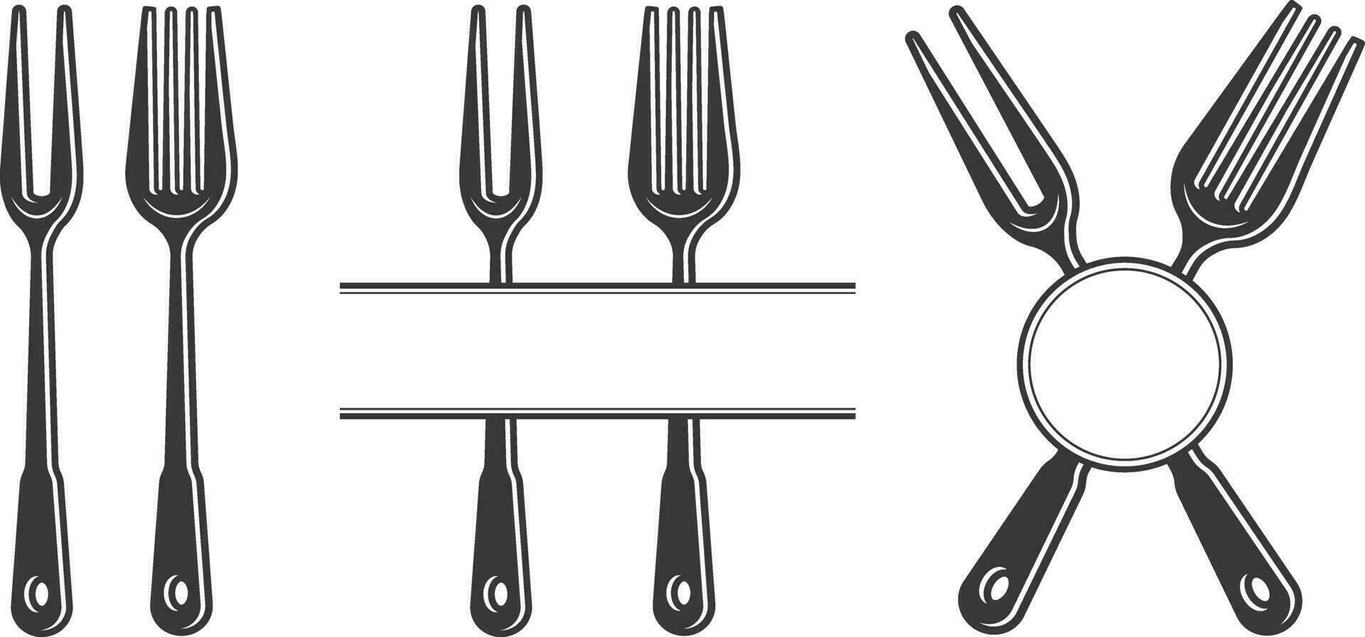 cuchillería monograma, cuchillería silueta, tenedor vector, restaurante equipo, acortar arte, tenedor cuchara y cuchillo monograma vector