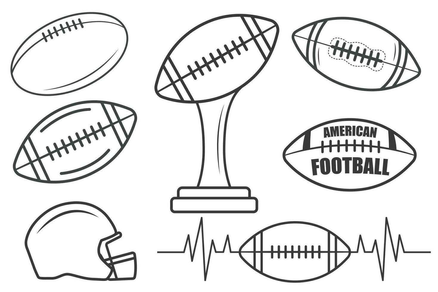 American football Outline Bundle vector