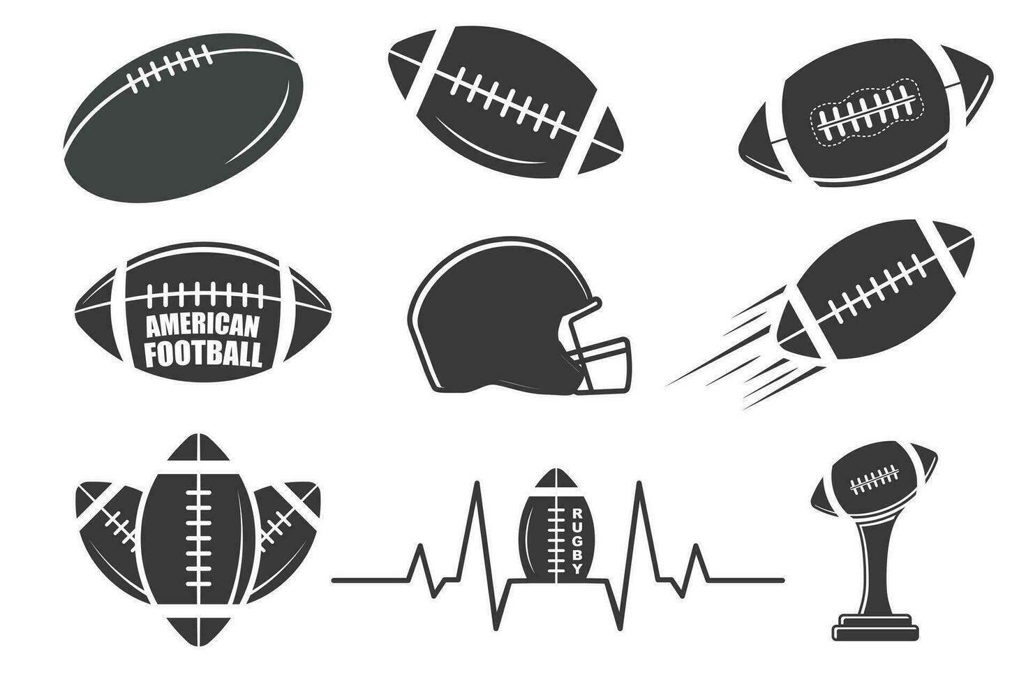 American football Vector Bundle, Rugby Vector Bundle, Rugby illustration Bundle, American football elements Vector, Football vector EPS, Sports equipment illustration, American Ball, vector