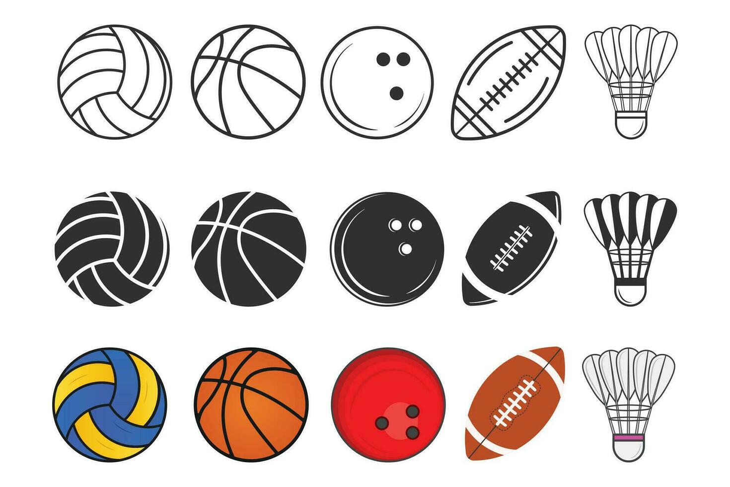 Deportes vector manojo, juego vector, Deportes y salud, baloncesto vector, golf ilustración, vóleibol silueta, vector bádminton, bádminton pelota, americano fútbol americano clipart, rugby vistoso vector