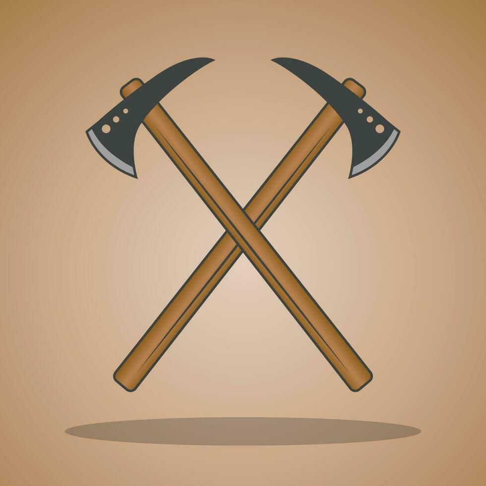 Cross Pick Axe Clipart, Pick Axe Vector, Axe Clipart, Worker elements, Labor equipment, Garden tool, Agriculture tool, Forest adventure vector