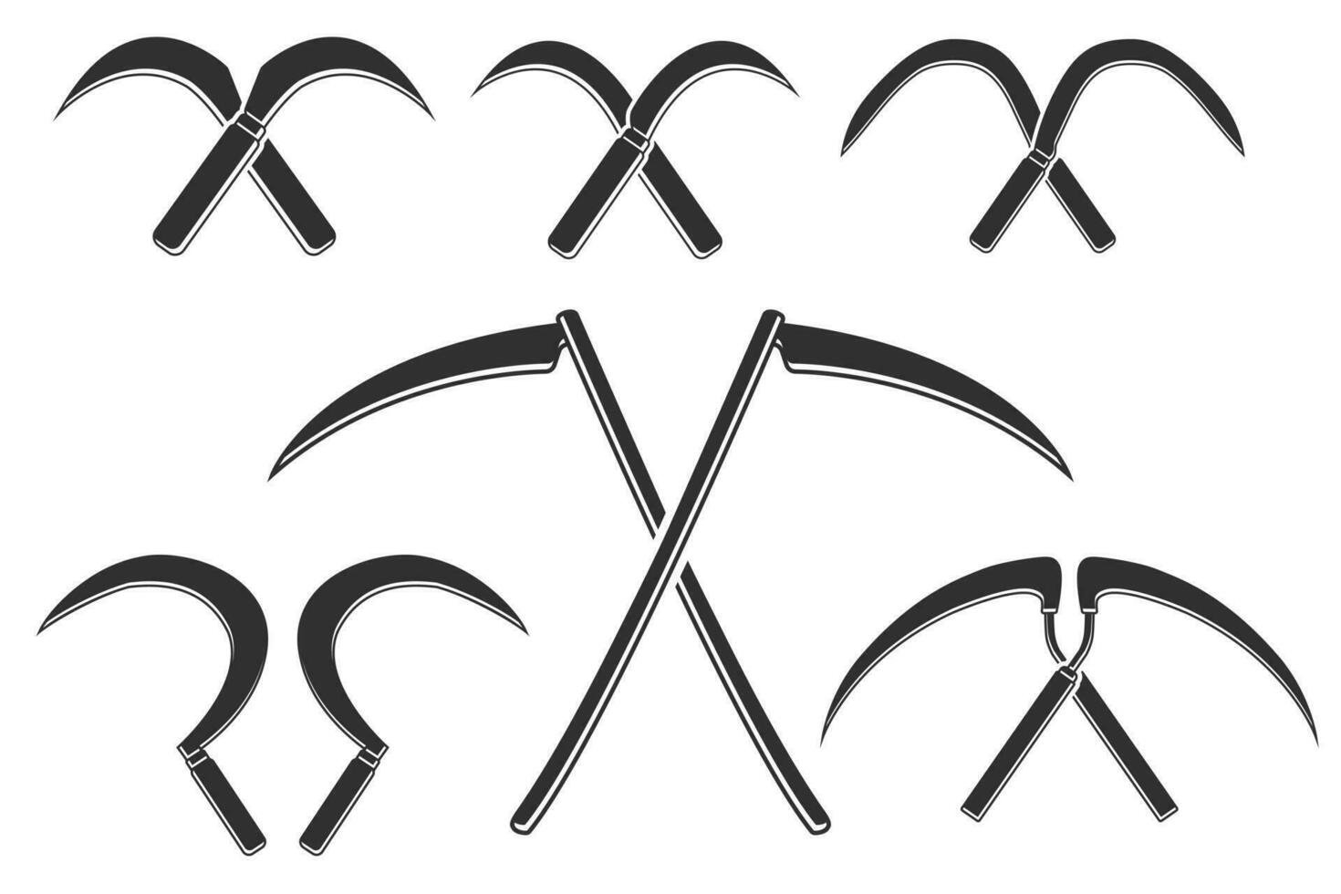 Cross Sickle silhouette Bundle, Sickle Vector Bundle, Cross Sickle Bundle,  Sickle Silhouette Bundle, Cross Sickle Vector,  Agriculture elements, Farming equipment, Farming tool, Agriculture tool