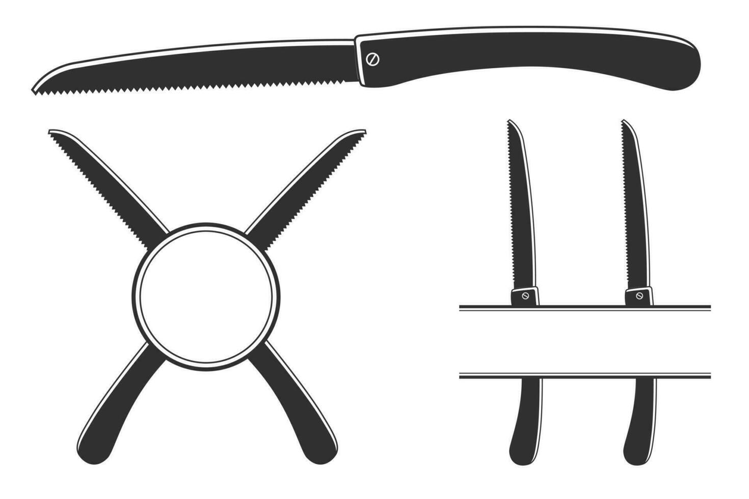 Saw Monogram, Saw Silhouette Monogram,  Hardware Monogram, Hardware Silhouette, Saw Silhouette, Worker elements, Labor equipment, Repair tools, Forest tools, Woodcutter, Woodsman, Carpenter tool vector