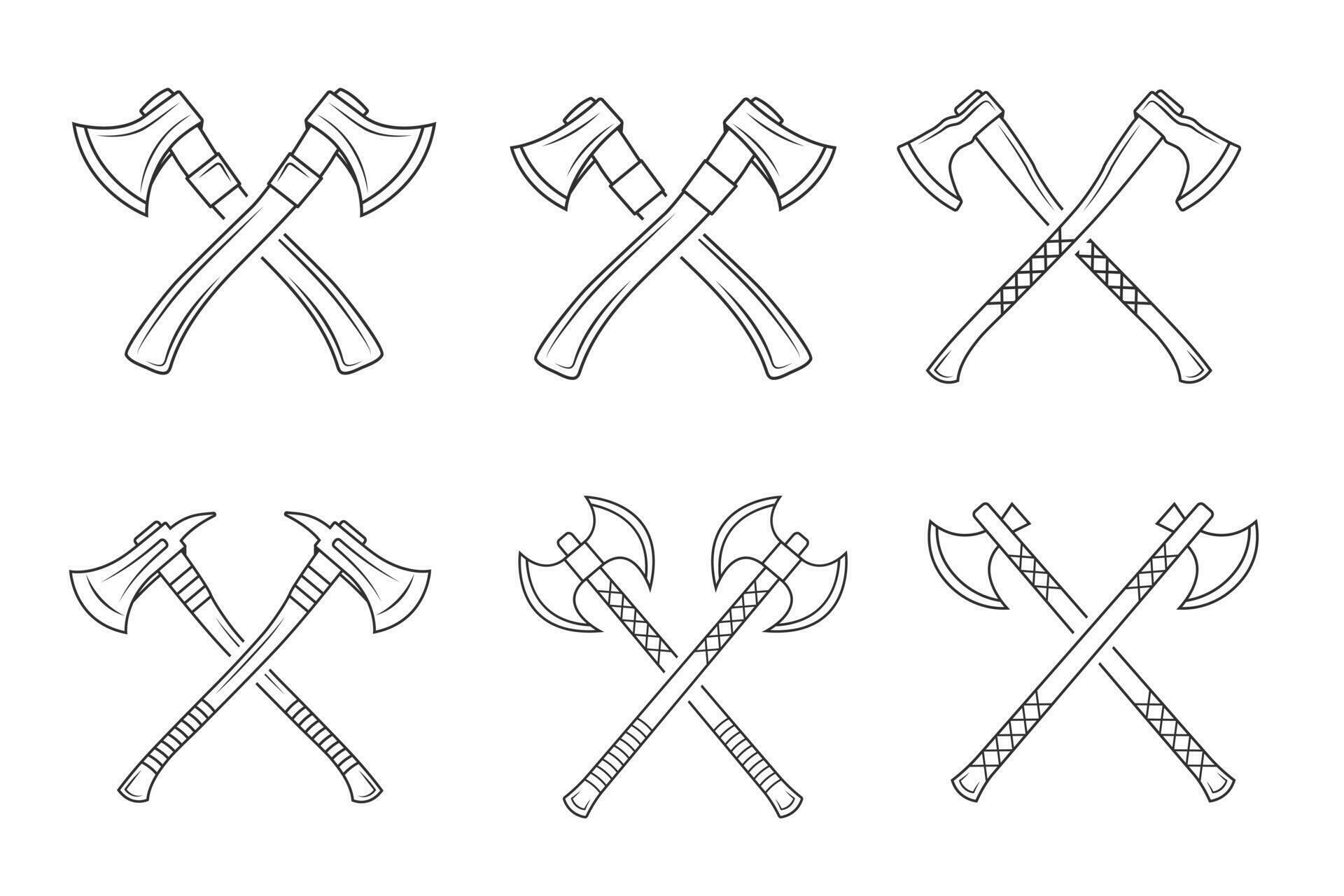 Cross Axe Vector Bundle, Cross Axe Silhouette Bundle, Hardware Vector