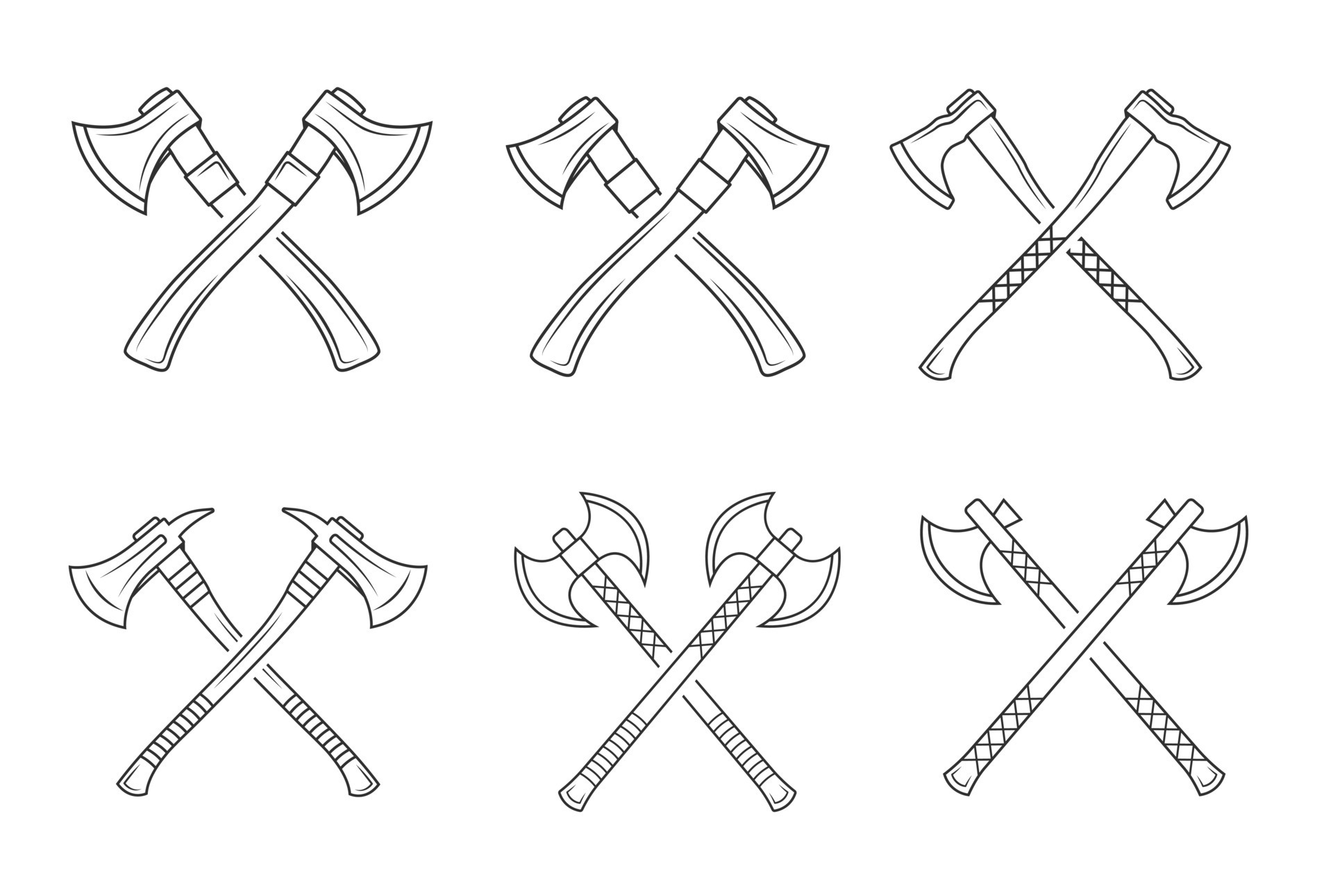 Cross Axe Vector Bundle, Cross Axe Silhouette Bundle, Hardware Vector