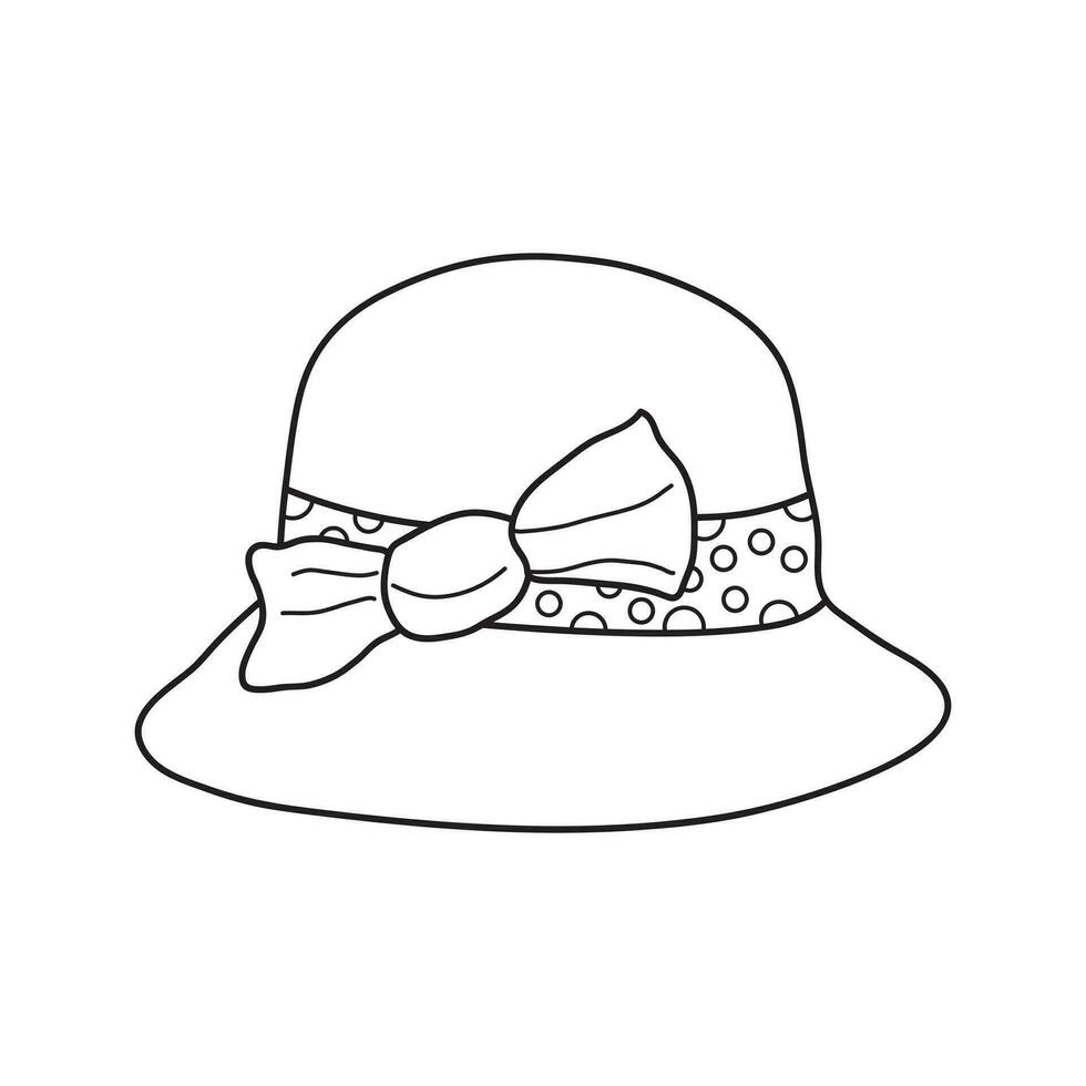 Hand drawn Kids drawing Cartoon Vector illustration cloche hat Isolated on White Background