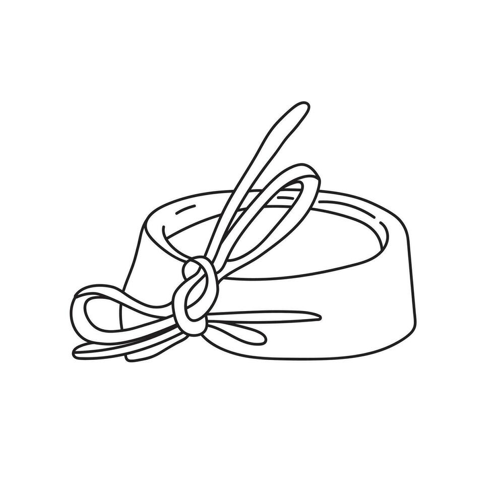 Hand drawn Kids drawing Cartoon Vector illustration pillbox hat Isolated on White Background