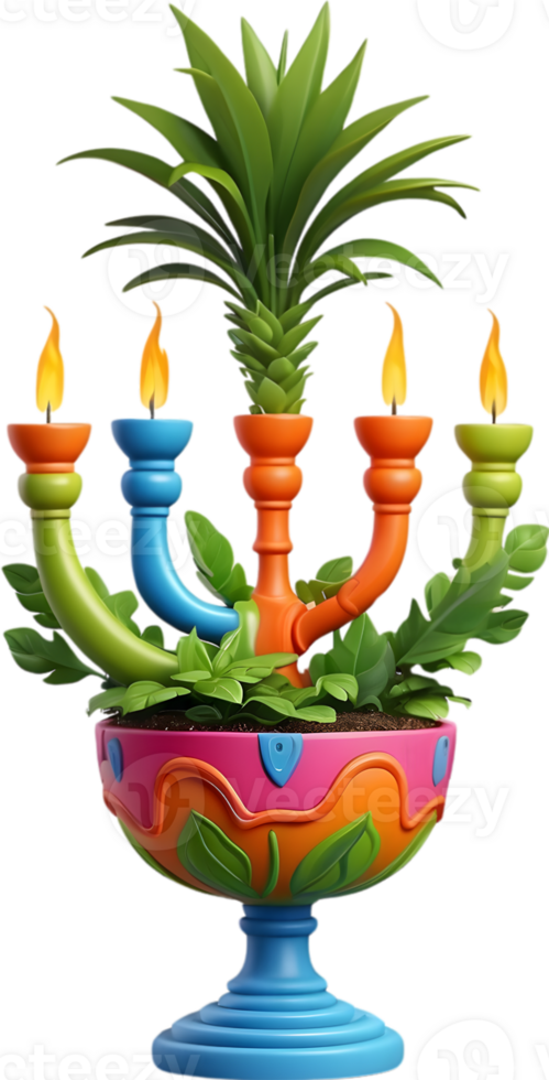 AI generated a colorful vase with candles and plants ai generative AI Generative png