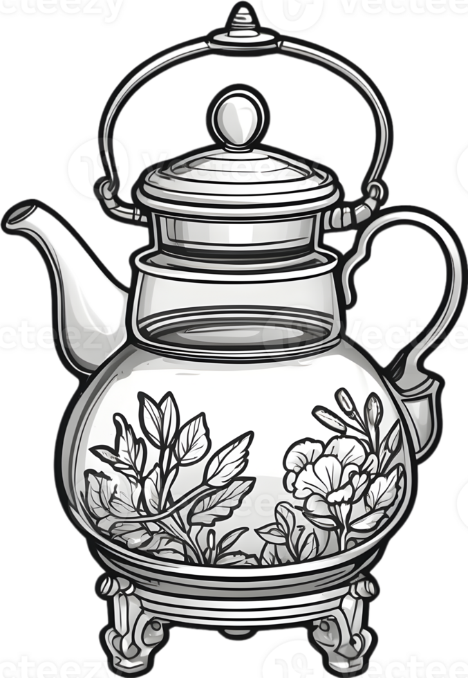 AI generated tea pot clipart AI Generative png