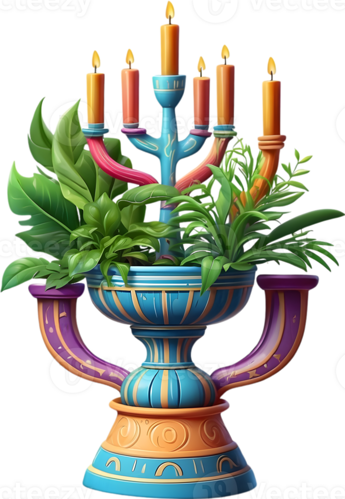 ai gerado uma colorida vaso com velas e plantas ai generativo ai generativo png