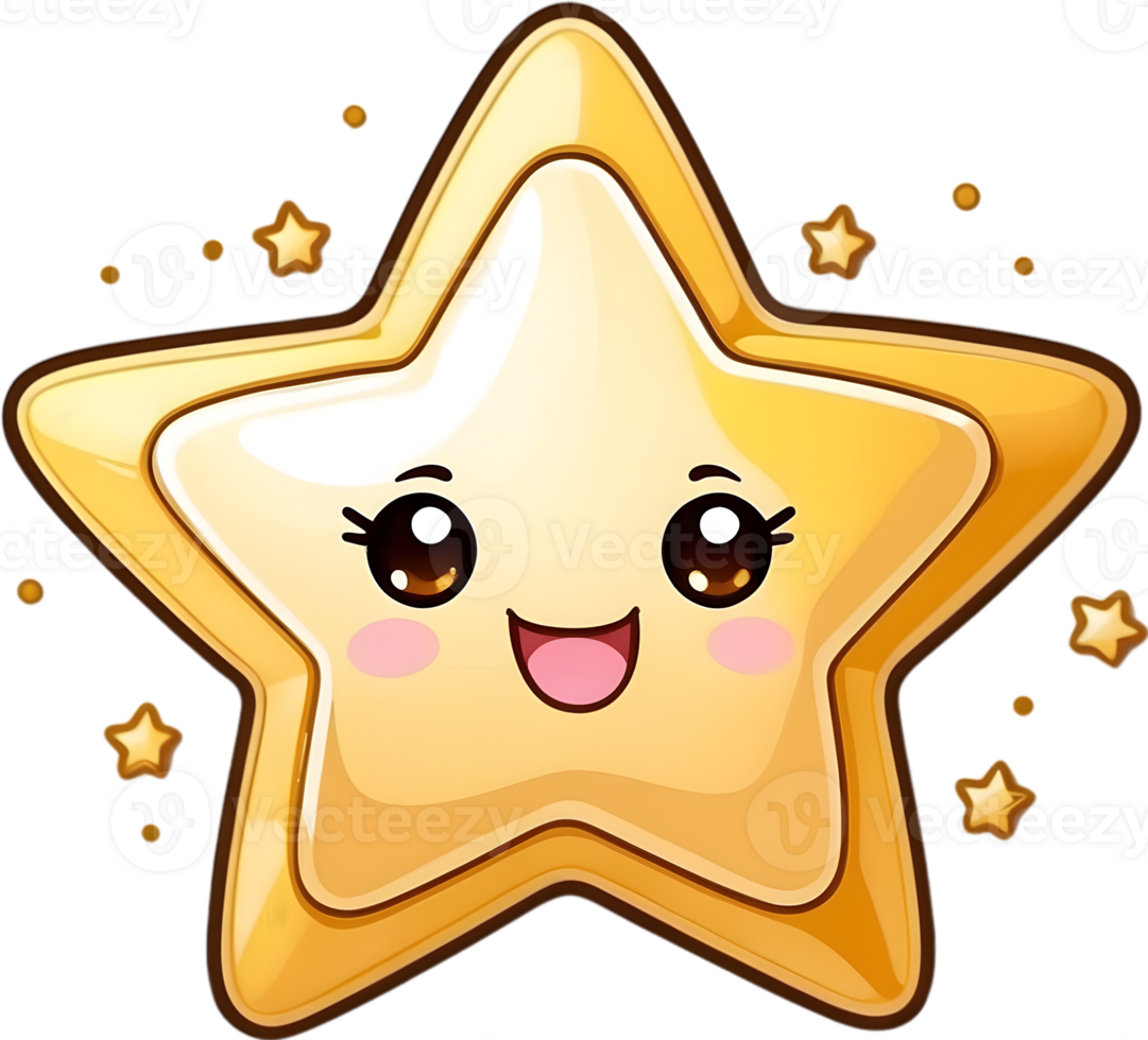 AI generated Shiny gold star, Starry illustration png