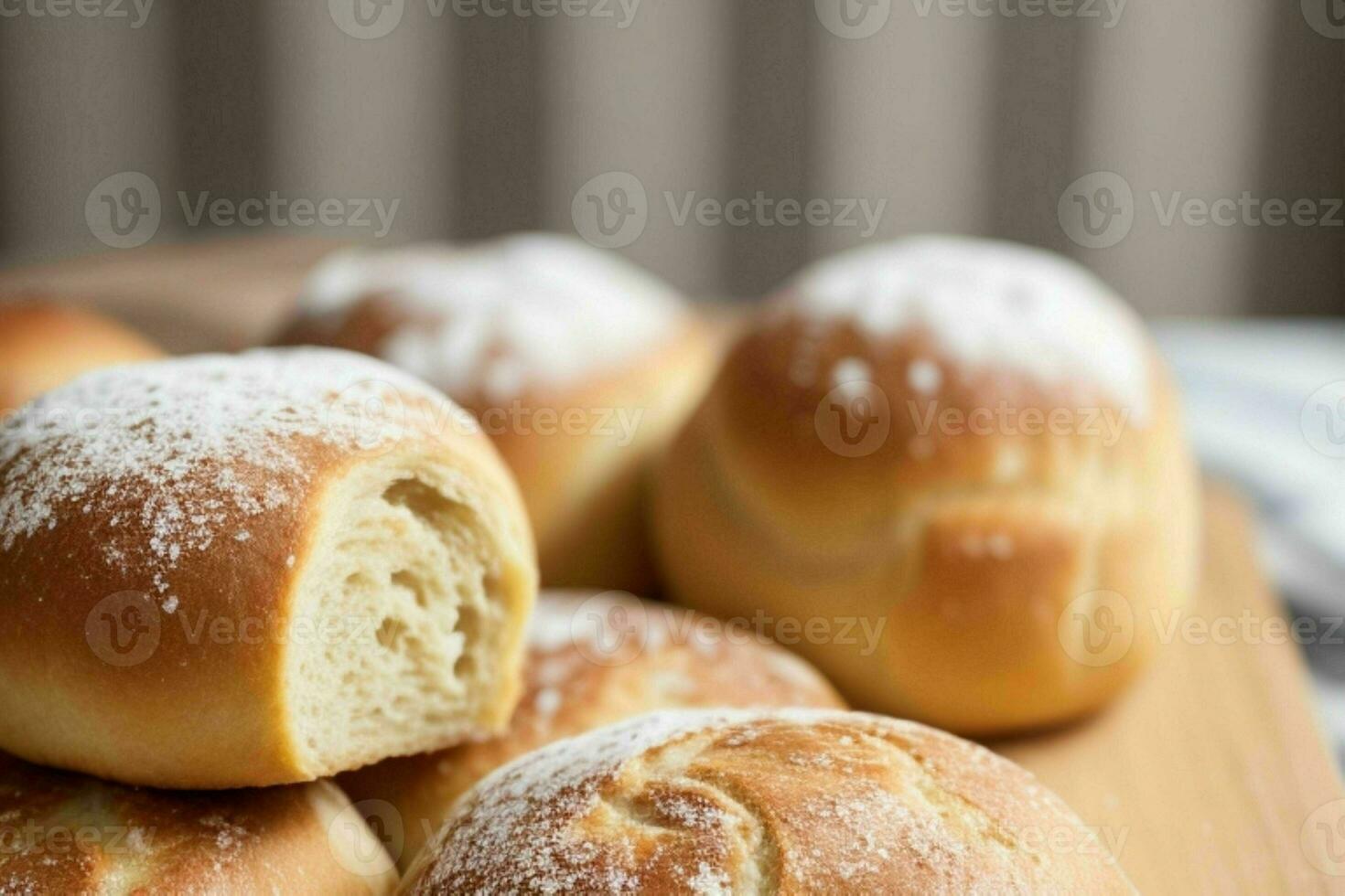 AI generated Fresh baked bread rolls. Pro Photo