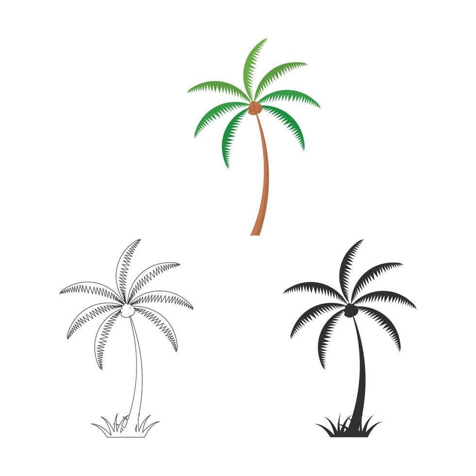 Coconut Tree Vector, Coconut Tree Illustrations, Coconut Tree clip art, Coconut Plant, Plant Silhouette, Tree Vector, Silhouette, outline vector, Summer, Summer Elements, Palm Tree, Summer holiday vector