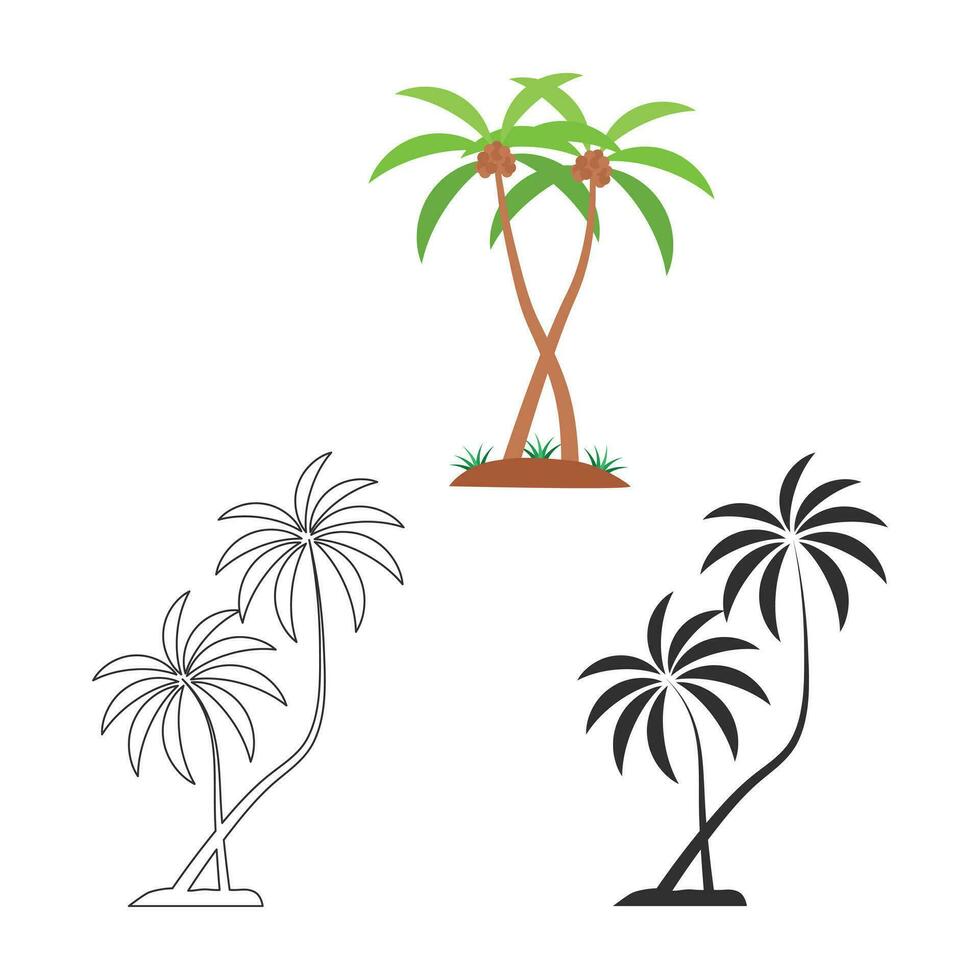 Coco árbol vector, Coco árbol ilustraciones, Coco árbol acortar arte, Coco planta, planta silueta, árbol vector, silueta, contorno vector, verano, verano elementos, palma árbol, verano fiesta vector