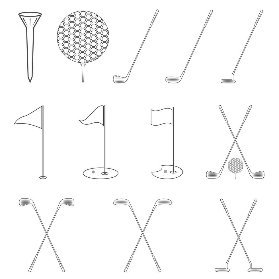 golf línea Arte manojo, golf vector manojo, golf ilustración, Deportes vector, Deportes línea Arte manojo, línea Arte haz