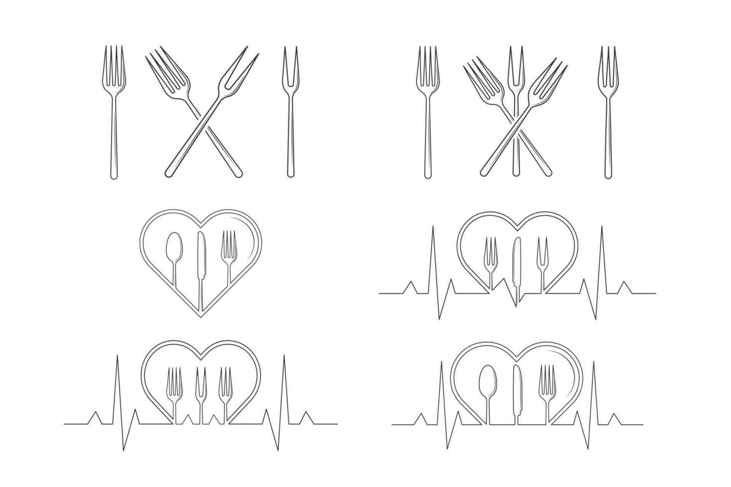 Cutlery Outline Bundle, Cutlery Silhouette Bundle, Fork Vector Bundle, Restaurant Equipment Bundle, Clip Art Bundle, Fork Spoon and Knife Outline Bundle