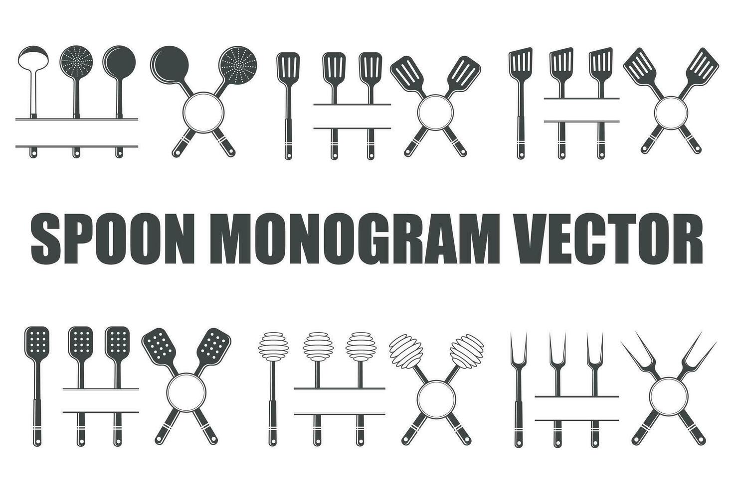 cuchillo monograma vector, cuchara silueta, pastel rebanador vecotr, cuchillo vector, restaurante equipo, acortar arte, tenedor cuchara y cuchillo monograma, vector, ilustración vector